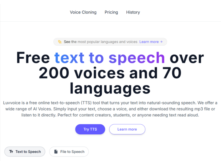 Luvvoice AI-Text to Speech Online