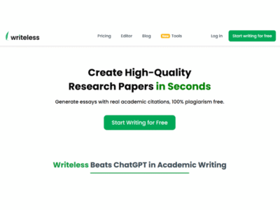 Writeless AI Review - Essay Writer