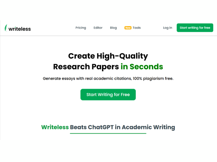 Writeless AI Review - Essay Writer