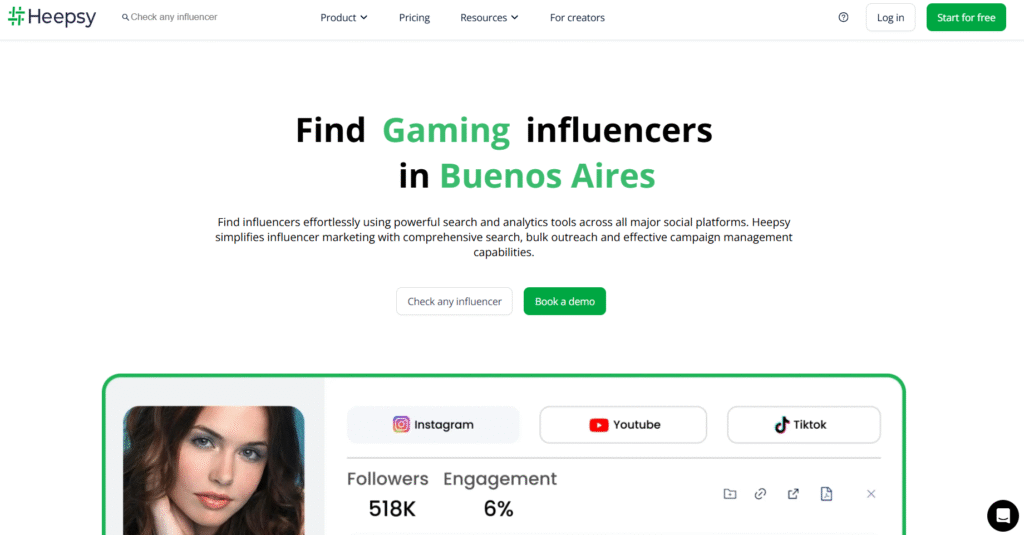 Heepsy is one of the best Ai powered influencer marketing tools