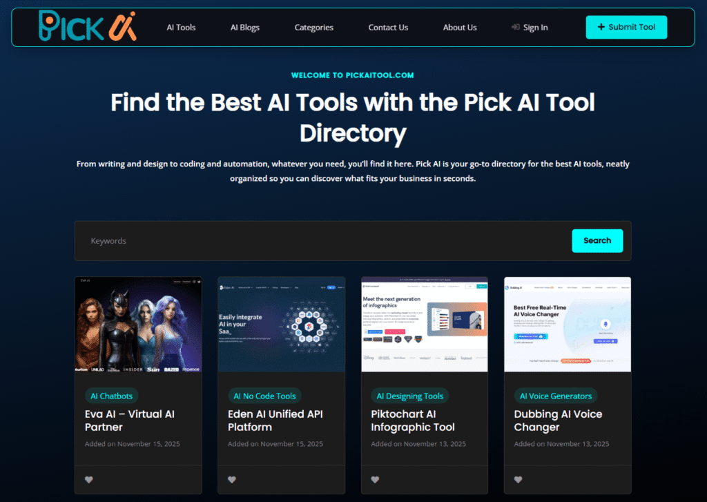 Pick AI is best AI tools directory