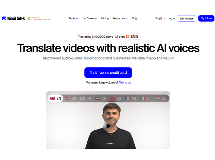 Rask AI Video Dubbing Tool