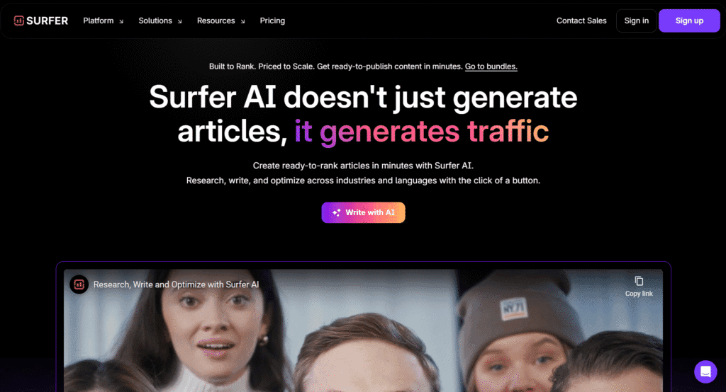 Surfer AI ecommerce tool