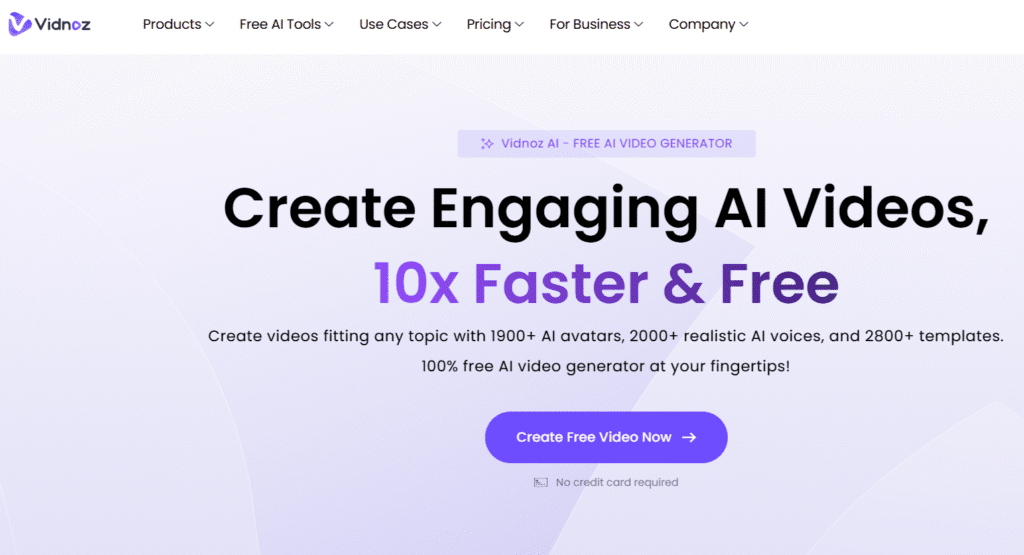Vidnoz AI video generator for ecommerce
