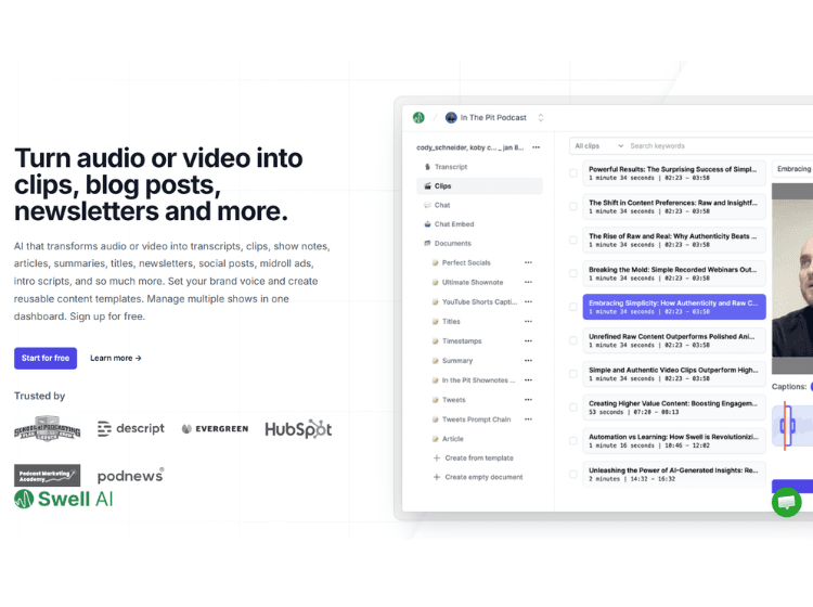 Swell AI | Repurpose Audio & Video