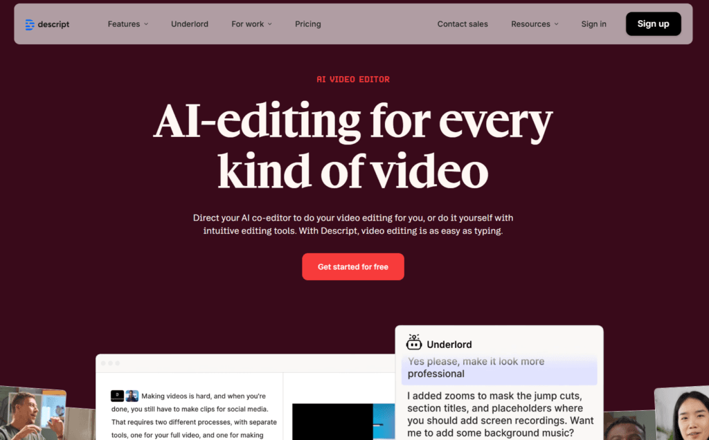 Ai video editing softwares