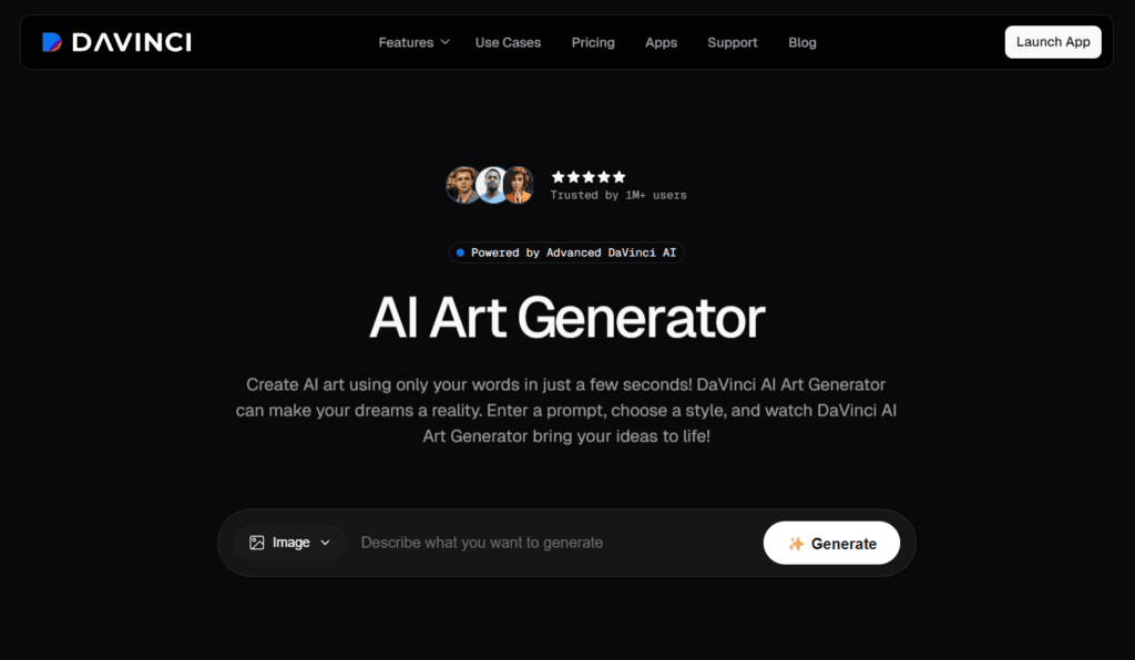 Davinci AI tool for art creation

