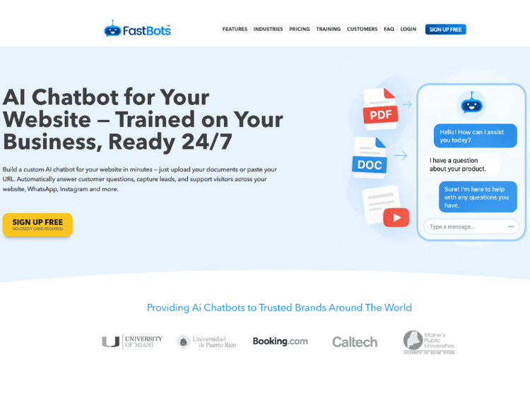 FastBots AI Chatbot for Website