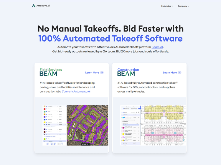 Attentive AI Takeoff Software for Construction